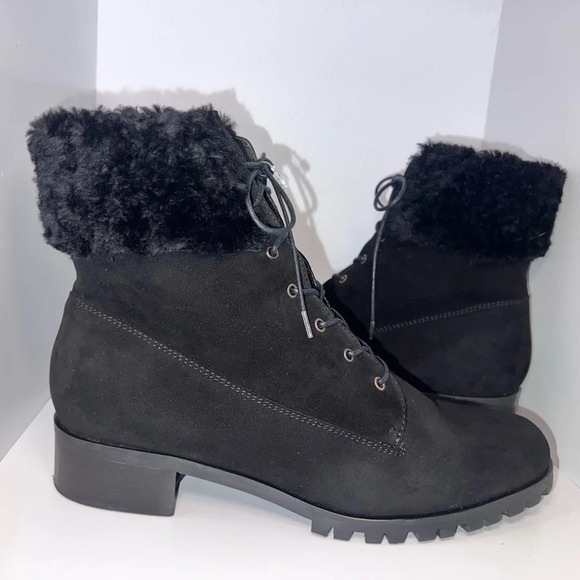 Grigiarancio Shoes - GRIGIARANCIO, US10, suede leather faux fur ankle lace up 1” block heel bootie